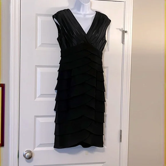 adrianna papell black tiered dress Adrianna Papell AP1E200026 Long Formal Halter Evening Gown
